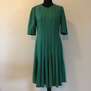 Women’s AKRIS Green Double Faced Wool Pleated Dress size 10